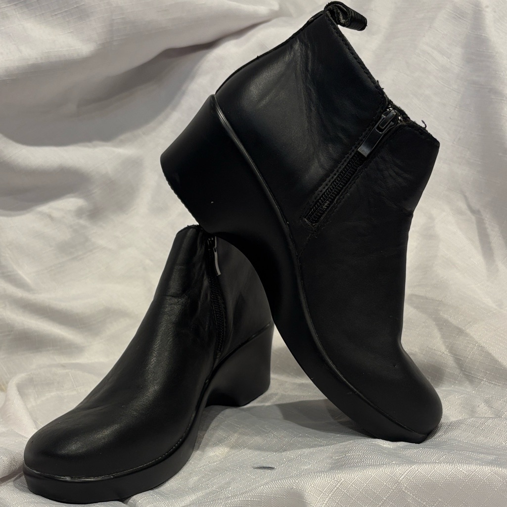 Alegria Black Leather Ankle Booties